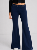 Flare leggings with studs and letters Dark blue