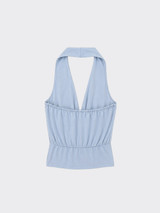 Halter top with crisscross sash Light Blue