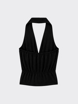 Halter top with crisscross sash Black