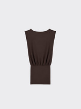 Mini dress with boat neck Brown