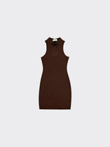 Halter dress with open neckline Brown