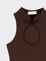 Halter dress with open neckline Brown