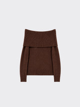 Off-the-shoulder sweater with glitter Brown