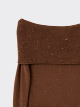 Off-the-shoulder sweater with glitter Brown