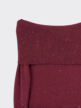 Off-the-shoulder sweater with glitter Burgundy