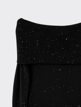 Off-the-shoulder sweater with glitter Black