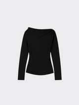 Long-sleeved t-shirt with ruching Black