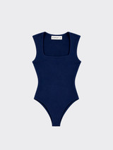 Polyamide bodysuit with square neckline blue