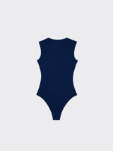 Polyamide bodysuit with square neckline blue