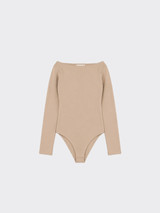 Basic bodysuit with boat neckline Beige