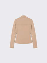 Long-sleeved top with a square neckline Beige