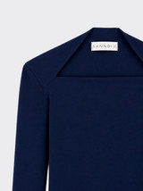 Long-sleeved top with a square neckline Dark Blue