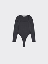 Square neck long sleeve bodysuit Blue