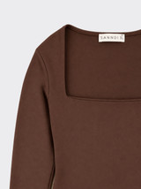 Square neck long sleeve bodysuit Brown