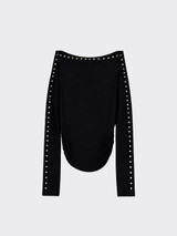 Boat neck top with studs Black