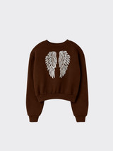 Long-sleeved sweatshirt with wings and studs Brown