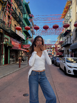 S21 Wide leg jeans with hem seam