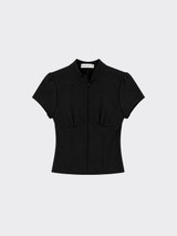 Short-sleeved top with snaps Black