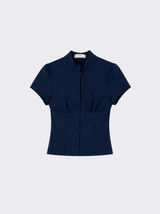 Short-sleeved top with snaps Dark Blue