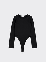 Basic polyamide bodysuit with round neck Black