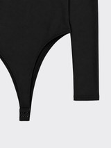 Basic polyamide bodysuit with round neck Black