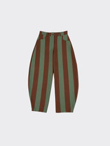 Balloon pants with green and brown stripes