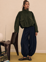 Pleated dress harem pants Dark blue
