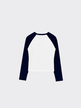 Embroidered fitted long-sleeve t-shirt blue