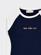 Embroidered fitted long-sleeve t-shirt white