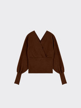 Long-sleeve halter top with a fitted waist brown