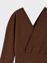 Long-sleeve halter top with a fitted waist brown