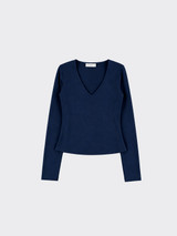 V-neck long-sleeve t-shirt blue