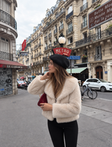 Faux fur jacket beige