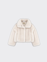Faux-fur high-neck jacket beige