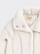 Faux-fur high-neck jacket beige