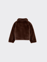 Faux-fur high-neck jacket brown