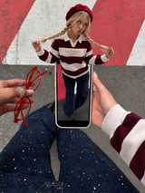 Burgundy striped graphic sweatshirt