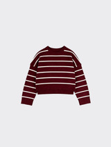 Striped cropped knit sweater brown