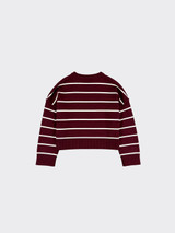 Striped cropped knit sweater brown