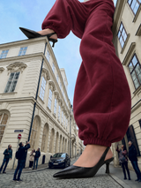Barrel jogger pants burgundy