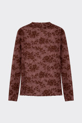 Transparent flocked t-shirt brown