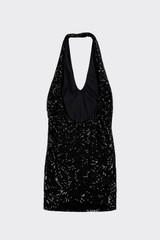 Halter sequin mini dress black