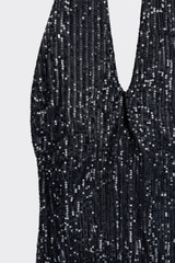Halter sequin mini dress black