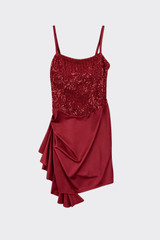 Sequin mini dress with draped skirt