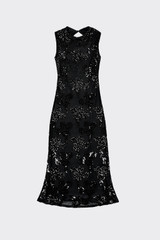 Sequin embroidered maxi dress black