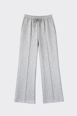 Wide-leg trousers with seams details grey