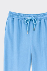 Wide-leg trousers with seams details light sky blue