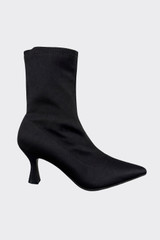 Fabric ankle boots with curved heel