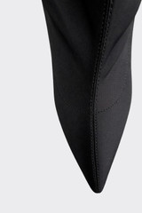 Fabric ankle boots with curved heel