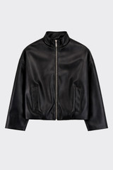 Quilted leather effect bomber jacket